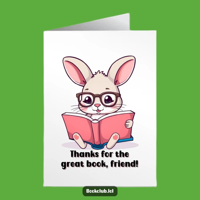 Free Thank You Card: Studious Rabbit Reads, Scholarly Downloadable Appreciation